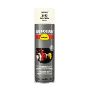 Rust-Oleum Hard Hat® Deklaag zuiverwit RAL9010 zijdeglans 500ml spuitbus